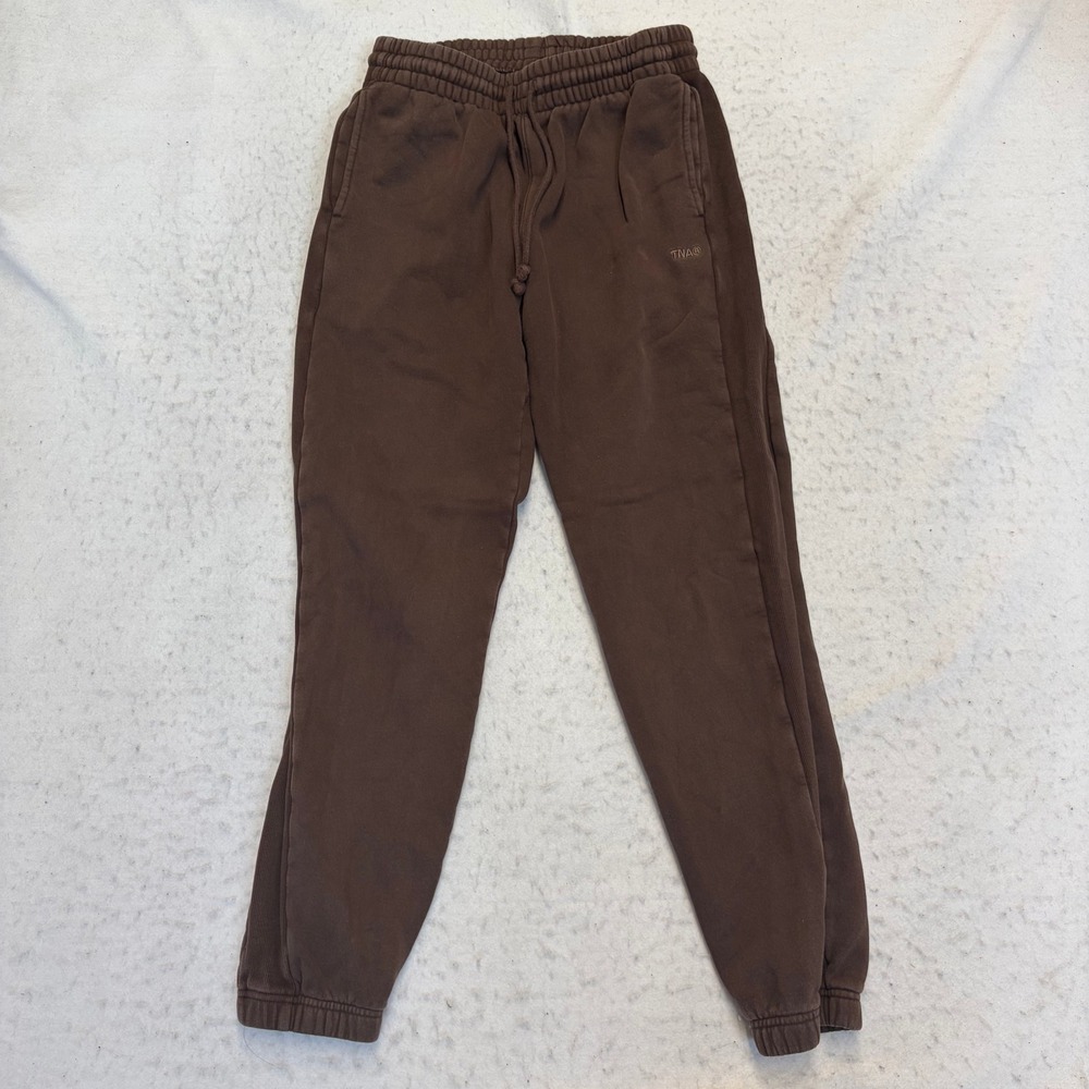 TNA Sweatfleece Cozy Fleece Sweatpants Womens Small Brown Boyfriend Fit Joggers
